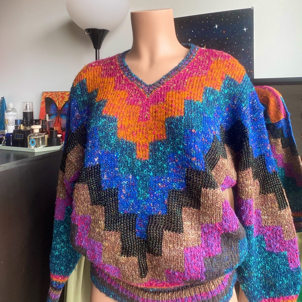 Vibrant Oversized Unique Sparkly Abstract Sweater